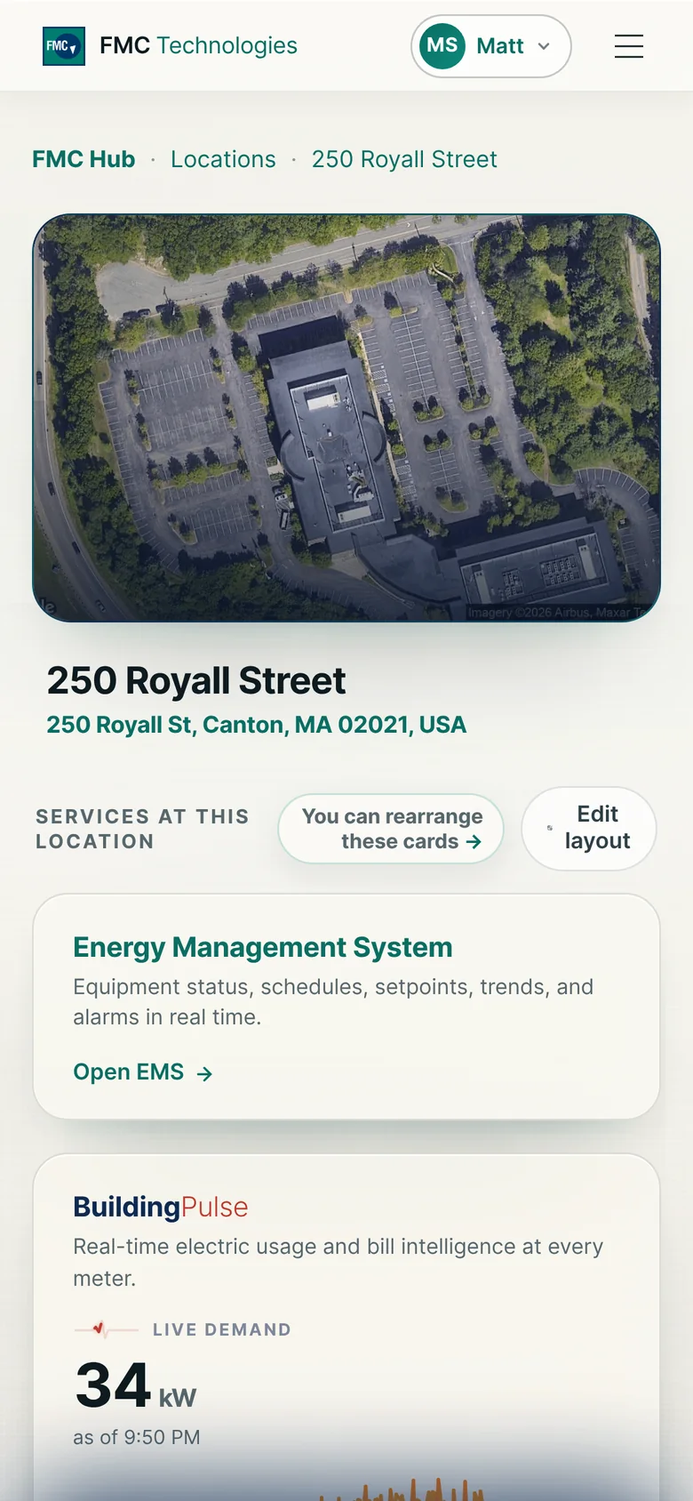 FMC Customer Hub on an iPhone: the same location page, on the go
