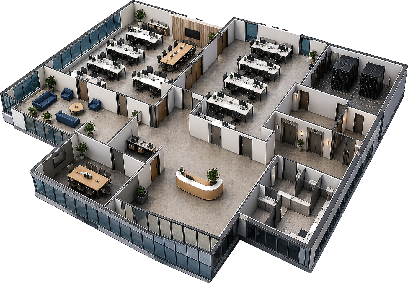 Connected commercial building floor plan